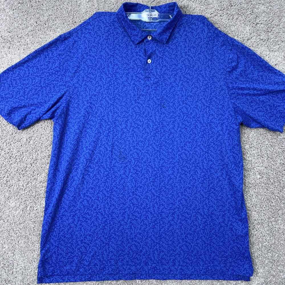 Peter Millar Polo Mens XL Blue Coral Pattern Short Sleeve Palma Ceia Golf Shirt